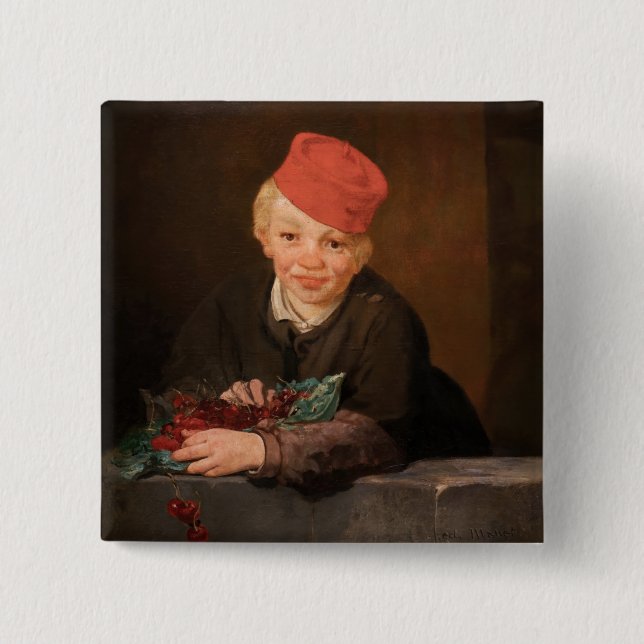 Edouard Manet - Boy with Cherries 15 Cm Square Badge (Front)