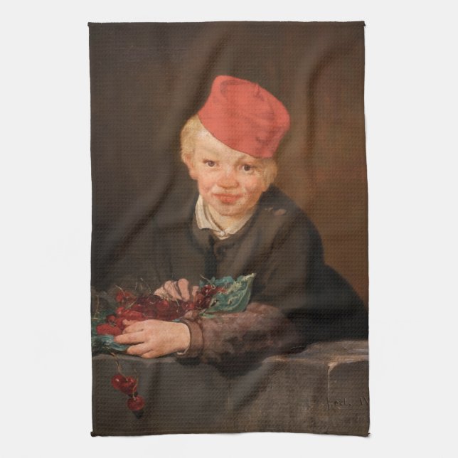 Edouard Manet - Boy with Cherries Tea Towel (Vertical)