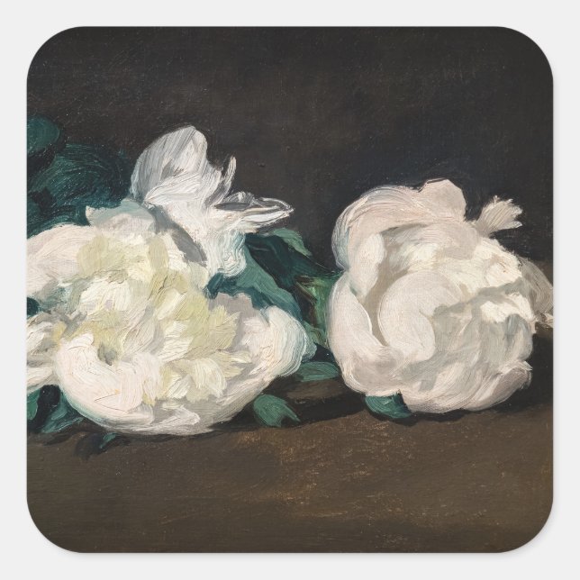 Edouard Manet - Branch of White Peonies, Secateurs Square Sticker (Front)
