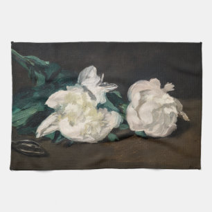Edouard Manet - Branch of White Peonies, Secateurs Tea Towel