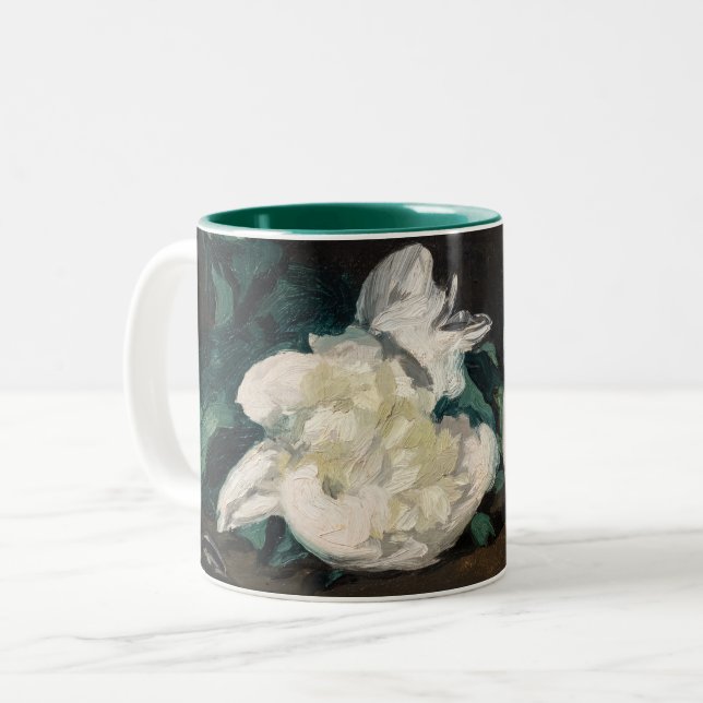 Edouard Manet - Branch of White Peonies, Secateurs Two-Tone Coffee Mug (Front Left)