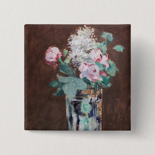 Edouard Manet - Flowers in a Crystal Vase 15 Cm Square Badge (Front)