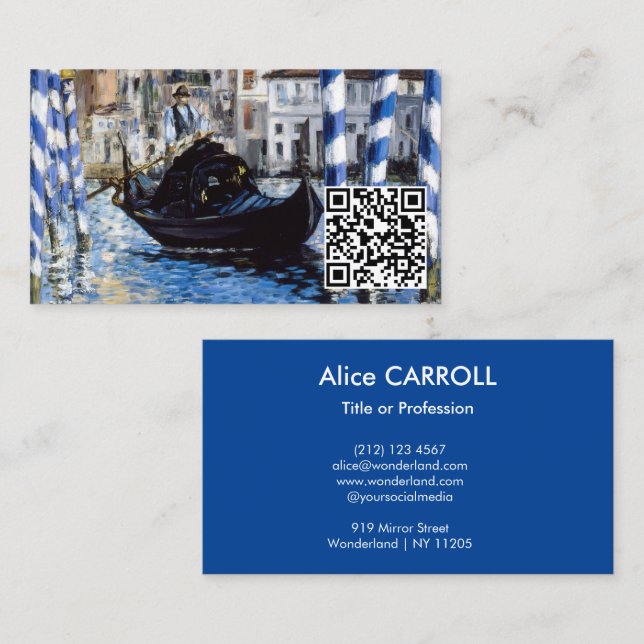 Edouard Manet - Grand Canal, Venice - QR Code Business Card (Front/Back)