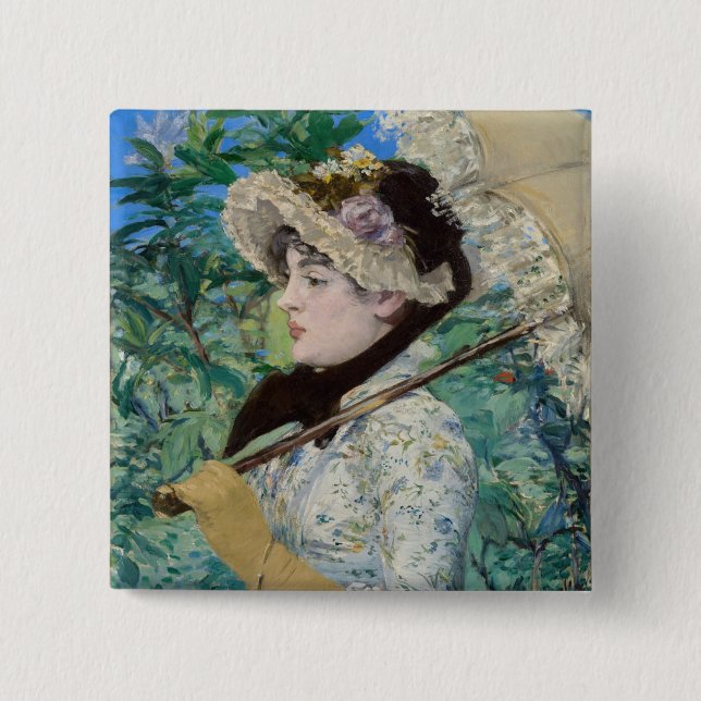 Edouard Manet - Jeanne / Spring 15 Cm Square Badge (Front)