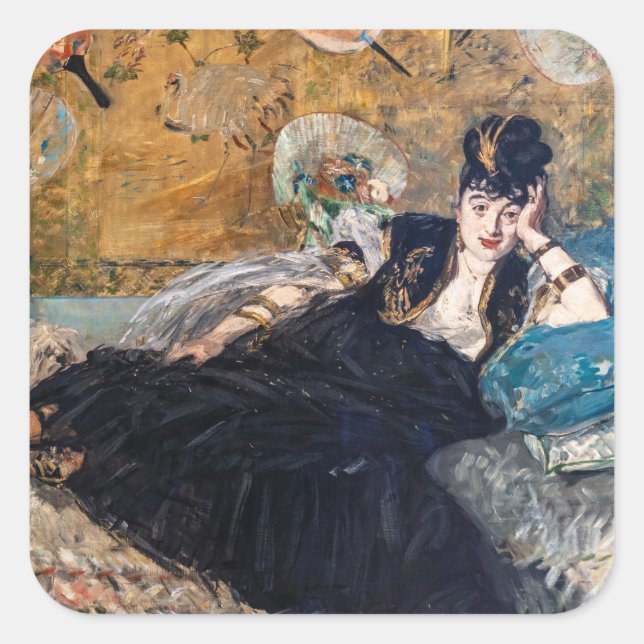 Edouard Manet - Lady with Fans Square Sticker (Front)