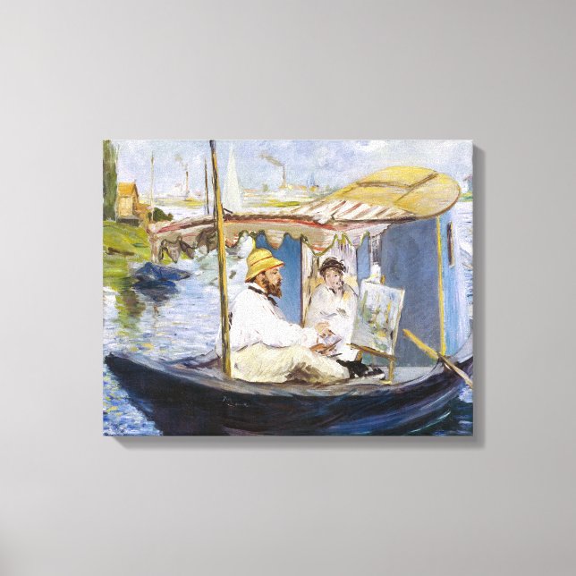 Edouard Manet - Monet in his Studio Boat Canvas Print (Front)