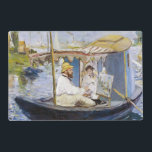 Edouard Manet - Monet in his Studio Boat Laminated Place Mat<br><div class="desc">Monet in his Studio Boat / Monet dans son bateau atelier - Edouard Manet,  1874</div>