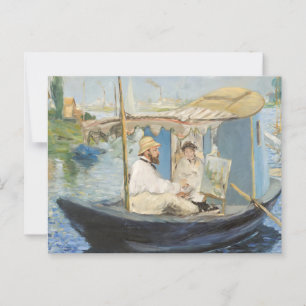 Edouard Manet - Monet Painting on His Studio Boat Postcard