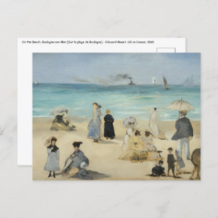 Edouard Manet - On the Beach, Boulogne-sur-Mer Postcard