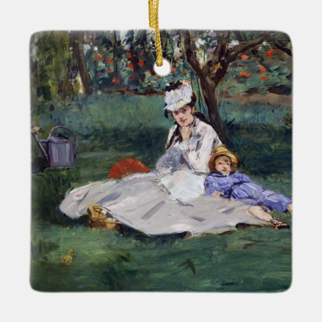 Edouard Manet - The Monet family in their garden Ceramic Ornament (Front)