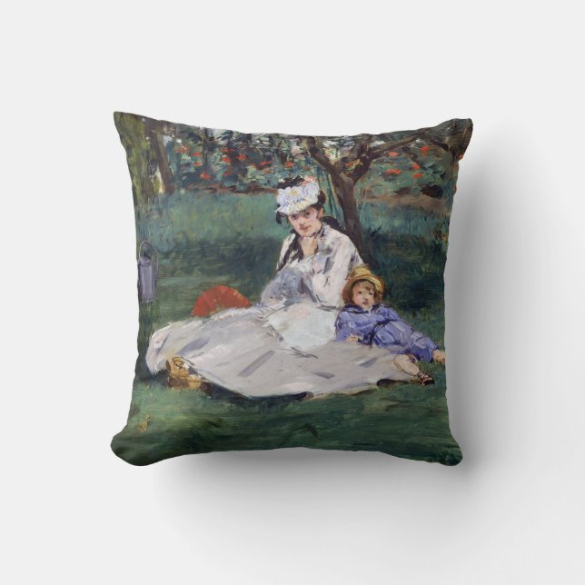 Edouard Manet - The Monet family in their garden Cushion (Front)