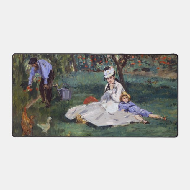 Edouard Manet - The Monet family in their garden Desk Mat (Front)