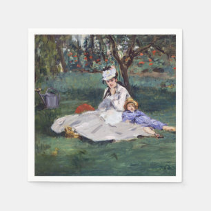 Edouard Manet - The Monet family in their garden Napkin
