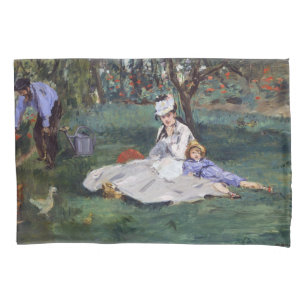 Edouard Manet - The Monet family in their garden Pillowcase