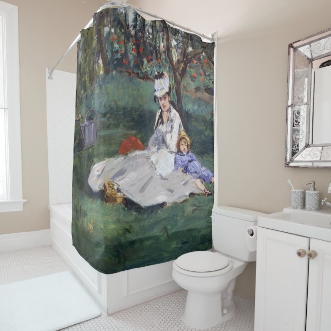 Edouard Manet - The Monet family in their garden Shower Curtain (In Situ)