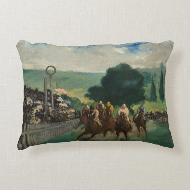 Edouard Manet - The Races at Longchamp Decorative Cushion (Front)