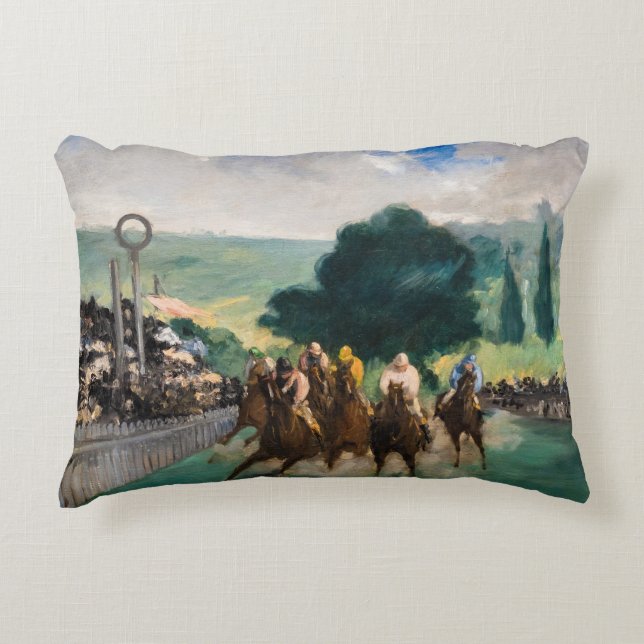 Edouard Manet - The Races at Longchamp Decorative Cushion (Front)