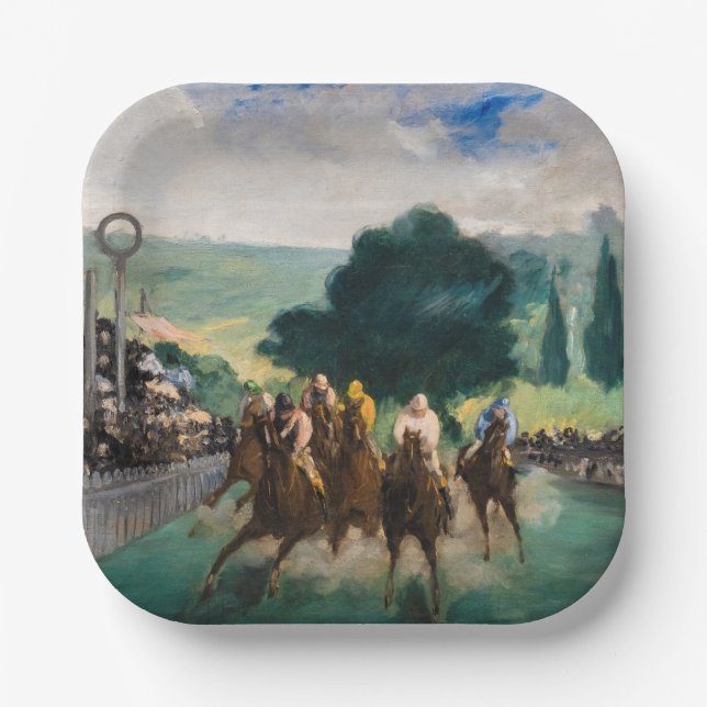 Edouard Manet - The Races at Longchamp Paper Plate (Front)