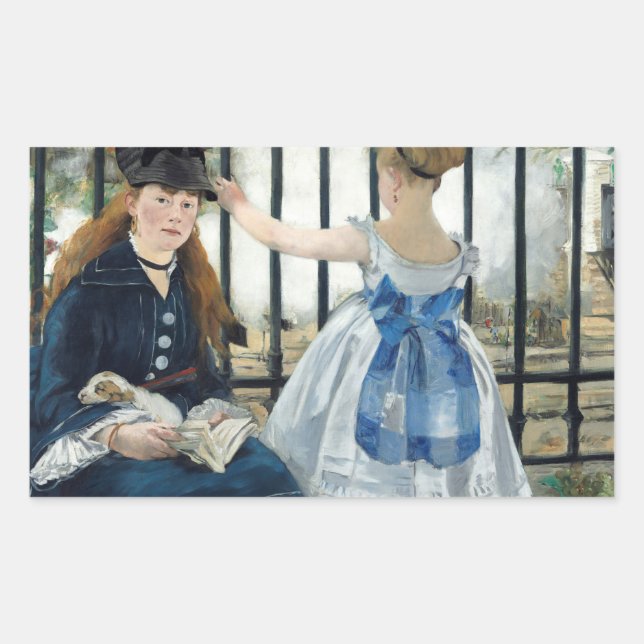 Edouard Manet - The Railway Rectangular Sticker (Front)