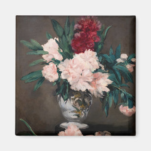 Edouard Manet - Vase of Peonies on Small Pedestal Magnet