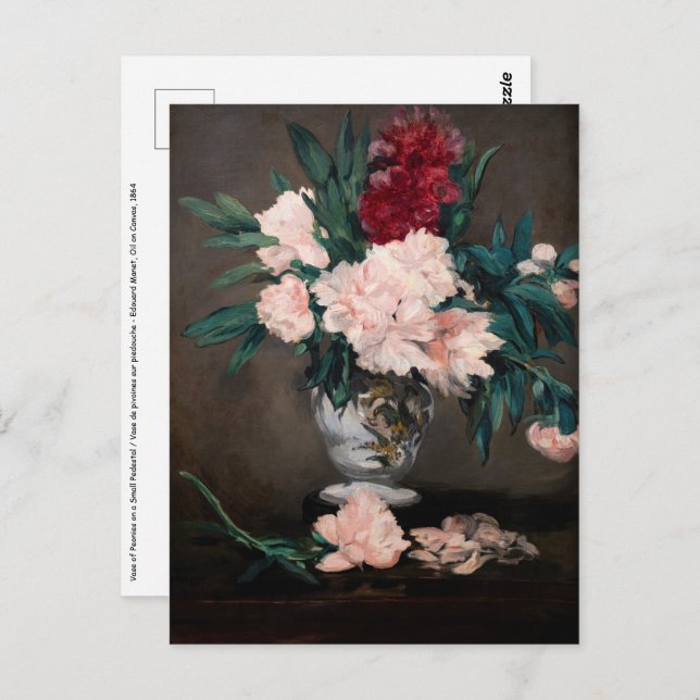 Edouard Manet - Vase of Peonies on  Small Pedestal Postcard (Front/Back)