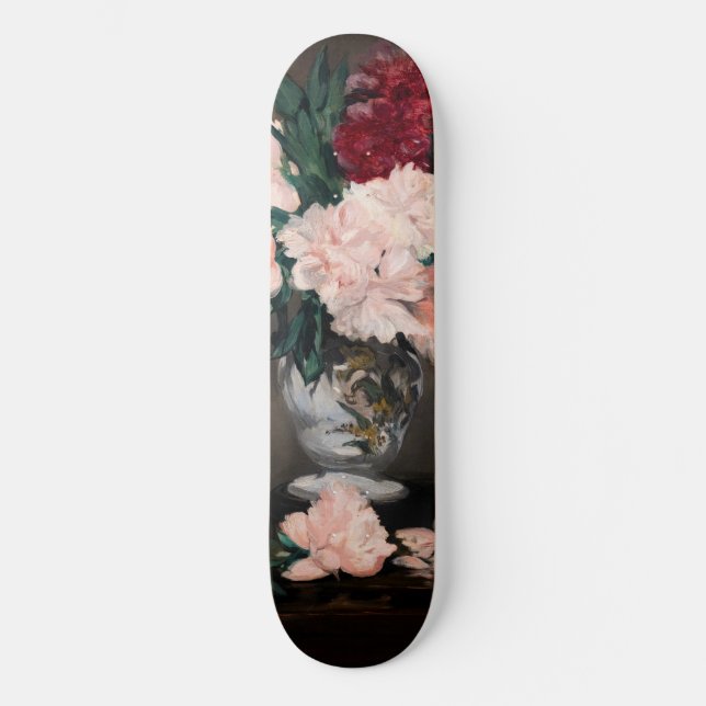 Edouard Manet - Vase of Peonies on  Small Pedestal Skateboard (Front)