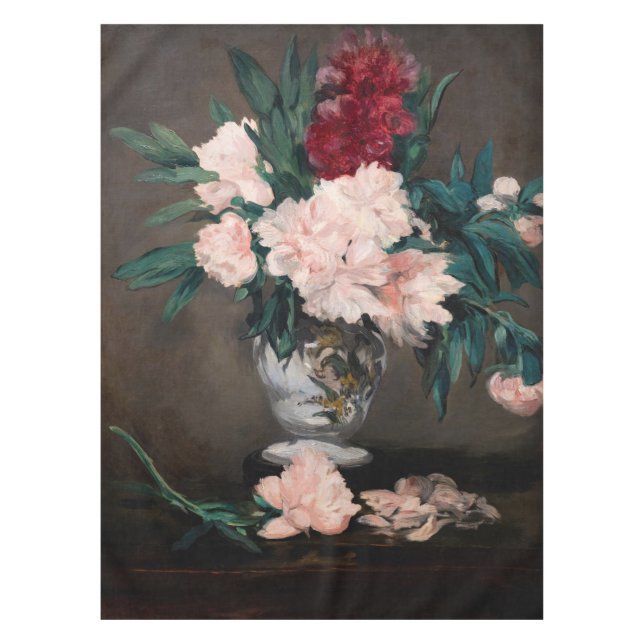 Edouard Manet - Vase of Peonies on  Small Pedestal Tablecloth (Front)