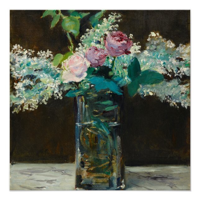 Edouard Manet Vase of White Lilacs and Roses  Poster (Front)