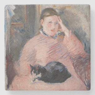 Edouard Manet - Woman with a Cat Stone Coaster