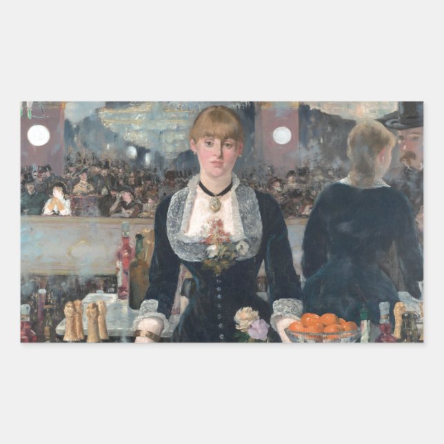 Edouard Manet's A Bar at the Folies-Bergère Rectangular Sticker (Front)