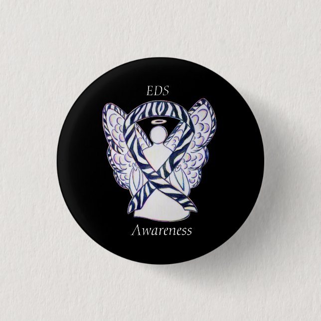 EDS Awareness Angel Zebra Stripe Ribbon Custom Pin (Front)