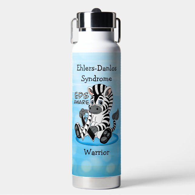EDS Awareness Ribbon and Zebra Water Bottle (Front)