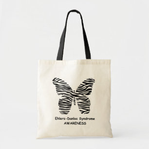 EDS Awareness Zebra Print Butterfly Tote Bag