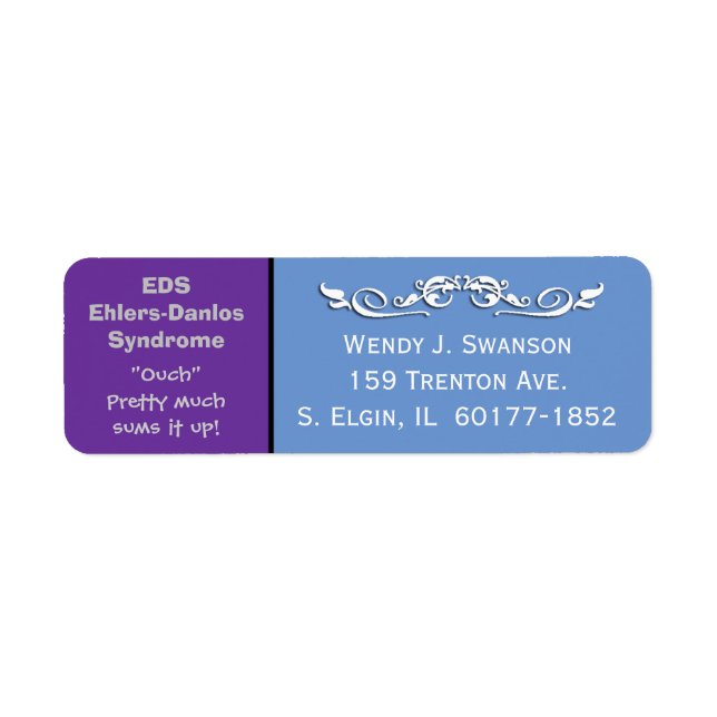 EDS Ehlers-Danlos Syndrome Mailing Address Label (Front)