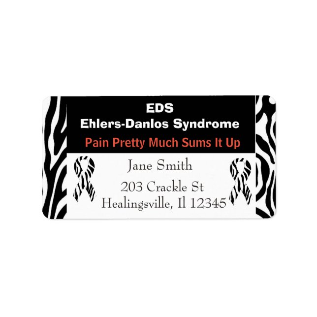 EDS Ehlers-Danlos Syndrome Mailing Address Label (Front)