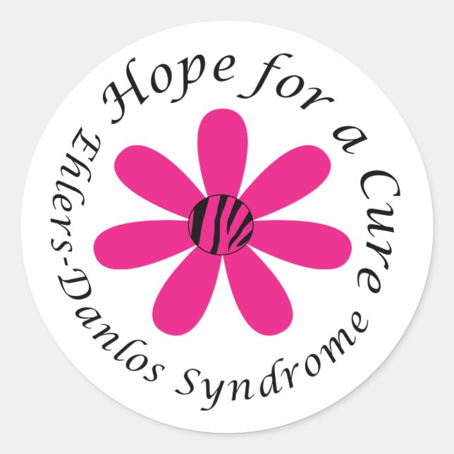 EDS Hope for a Cure Pink Flower Round Sticker (Front)