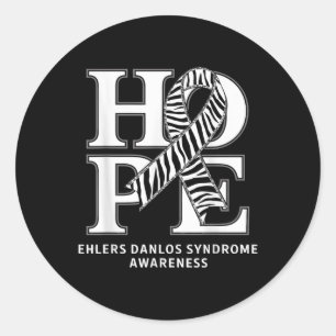 Eds Hope Zebra Ribbon Ehlers Danlos Syndrome Aware Classic Round Sticker