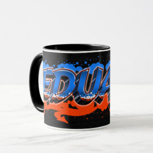 Eduard Vorname Name Graffiti blue orange Tasse Mug
