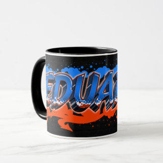 Eduardo First Name Name Graffiti blue orange cup