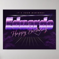 Eduardo Name Vorname lila retro Poster Geburtstag