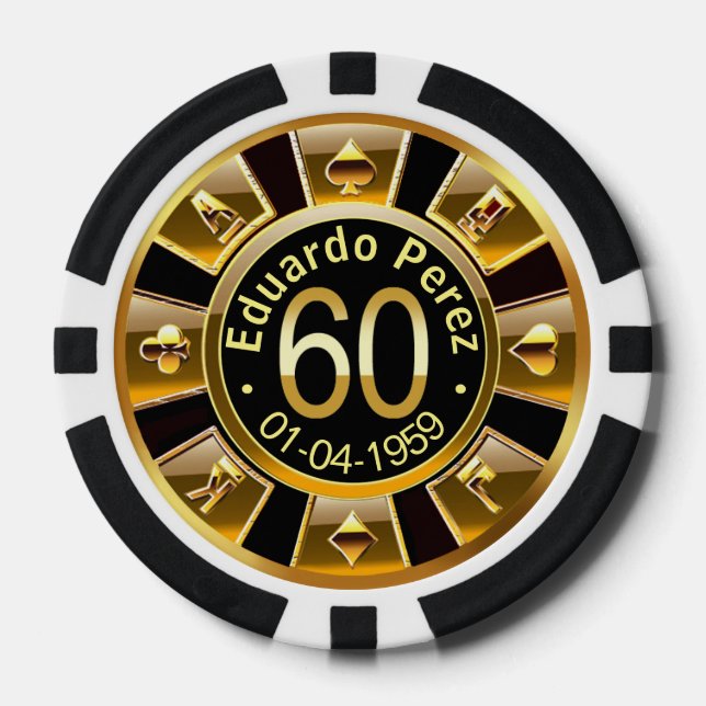 Eduardo P 60th bday gold black poker chip (Front)