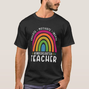 Educate Motivate Inspire Kindergarten Teacher Rain T-Shirt