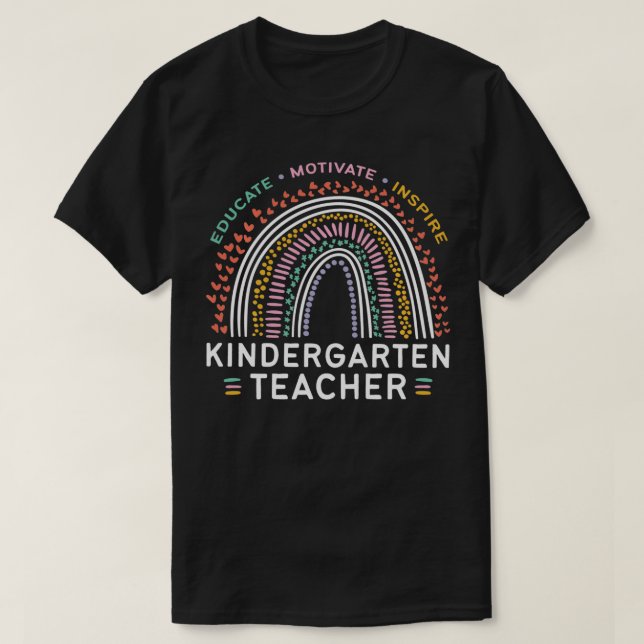 Educate Motivate Inspire Kindergarten Teacher Rain T-Shirt (Design Front)