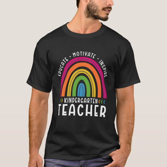 Educate Motivate Inspire Kindergarten Teacher Rain T-Shirt (Front)