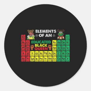 Educated Black Afro Queen Black History Month Men  Classic Round Sticker