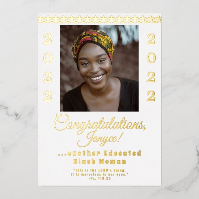 Educated Black Woman 2022 Graduation Announcement (Front)