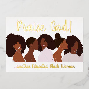 Educated Black Woman Graduation Foil Invitation