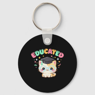 Educated Cat Cl Of 2026 Graduation School Senior M Key Ring