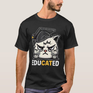 Educated Cat in Graduation Cap  Graduation Decorat T-Shirt