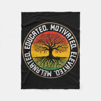 Educated Motivated Elevated Melanated Bhm Afro Bla Fleece Blanket